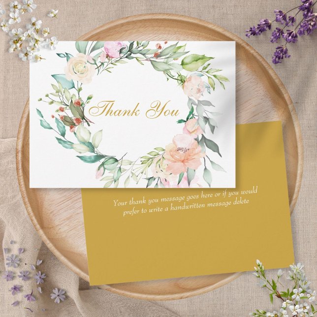 Elegant Script Thank You Watercolour Roses Floral (Elegant Script Thank You Watercolour Roses Floral)