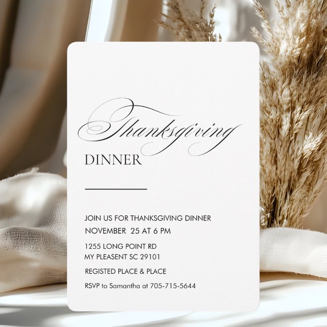 Elegant Script Thanksgiving Dinner  Invitation (Creator Uploaded)