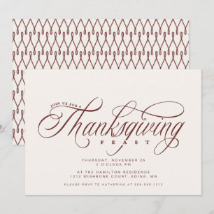 Elegant Script Thanksgiving Feast dinner Invitation