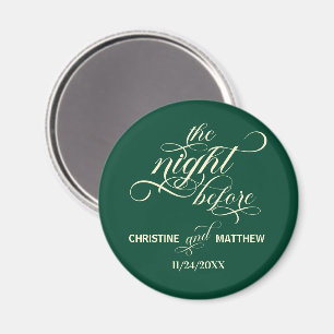 Elegant Script The Night Before Teal Wedding Favou Magnet