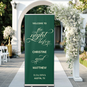 Elegant Script The Night Before Teal Welcome Retractable Banner