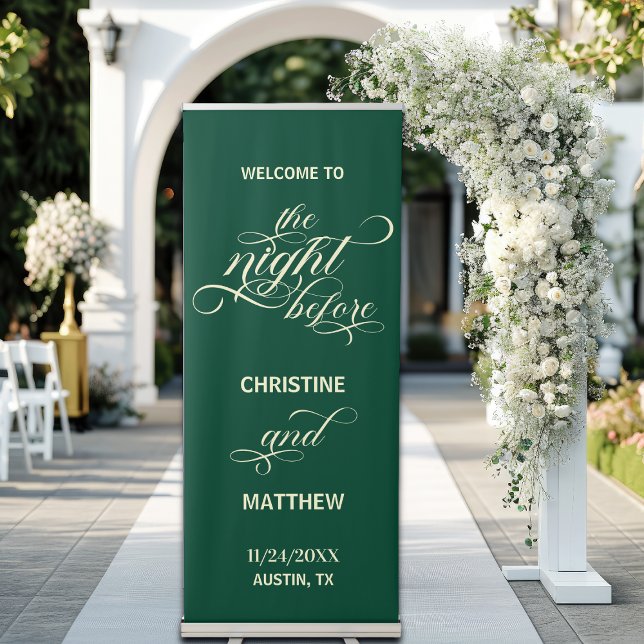 Elegant Script The Night Before Teal Welcome Retractable Banner (Creator Uploaded)