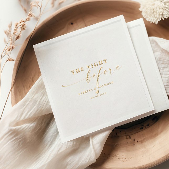 Elegant Script The Night Before Wedding Gold Foil Napkins (Creator Uploaded)