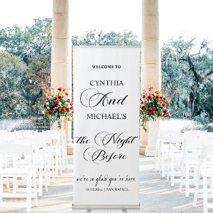 Elegant Script 'the Night Before' Wedding Retractable Banner