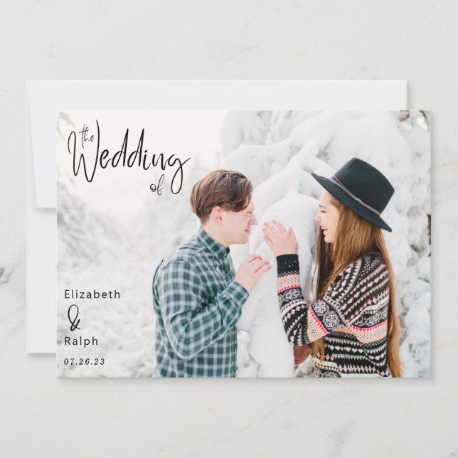 elegant script the wedding of photo wedding invitation (Front)