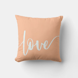 Elegant script topography light orange peachy LOVE Cushion