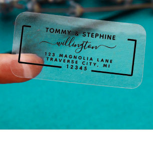  Elegant Script transparent Return address Label