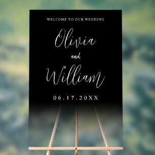 Elegant Script Transparent Wedding Welcome Acrylic Sign