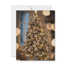 Elegant Script Tree Non Photo Christmas Cards
