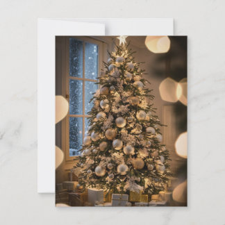 Elegant Script Tree Non Photo Christmas Cards