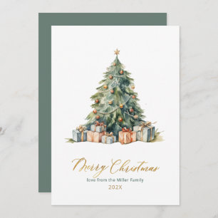 Elegant Script Tree Non Photo Christmas Cards