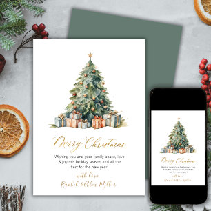 Elegant Script Tree Non Photo Christmas Cards