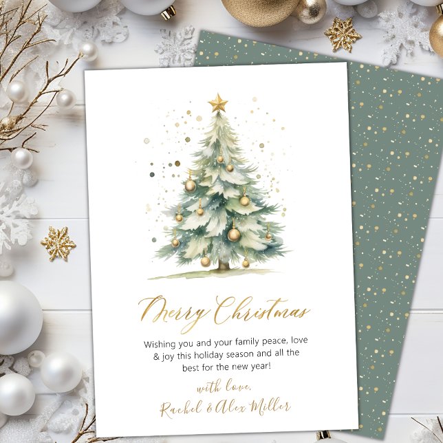 Elegant Script Tree Non Photo Christmas Cards (Creator Uploaded)