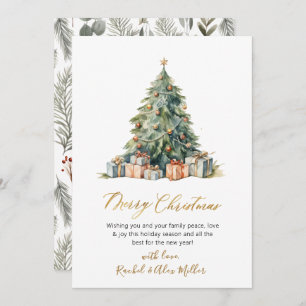 Elegant Script Tree Non Photo Christmas Cards