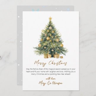 Elegant Script Tree Non Photo Watercolor Christmas Holiday Card
