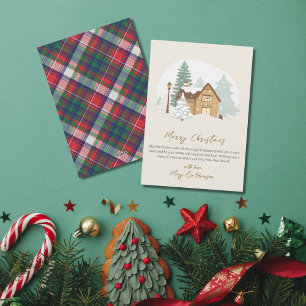 Elegant Script Tree Non Photo Watercolor Christmas Holiday Card