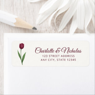 Elegant Script Tulip Ivory Wedding Return Address