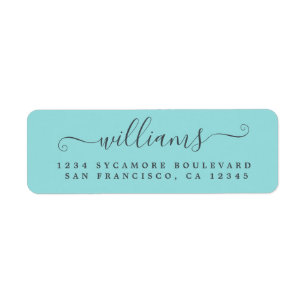 Elegant Script Turquoise Family Return Address