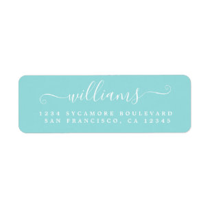 Elegant Script Turquoise Family Return Address