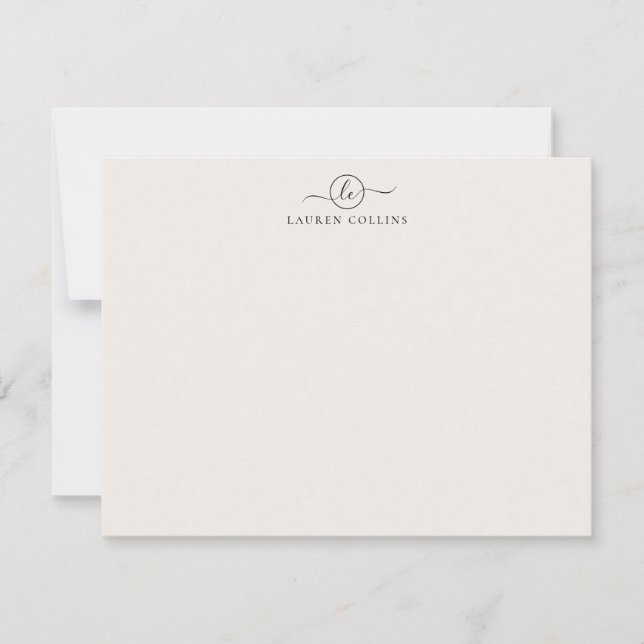 Elegant Script Two Initials Monogram Ivory Note Ca Invitation (Front)