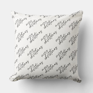 Elegant script typography black and Christmas Cushion