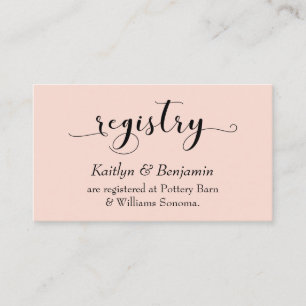 Elegant Script Typography, Blush Wedding Registry Enclosure Card