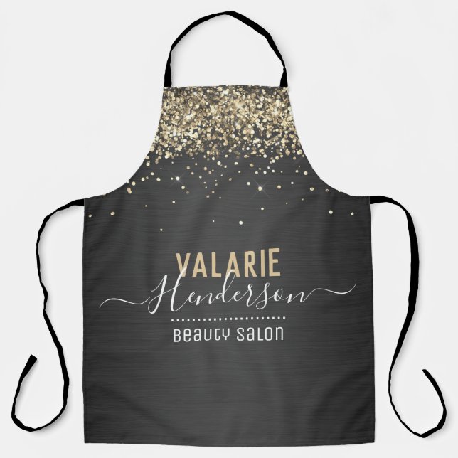 Elegant Script Typography Brushed Metal Apron (Front)