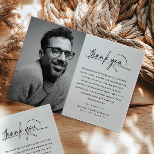 Elegant Script Typography Custom Photo & Message Thank You Card