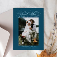 Elegant Script Typography Dots Wedding Photo Teal