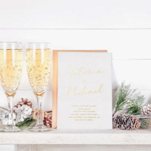 Elegant Script Typography Foil Wedding Invitation