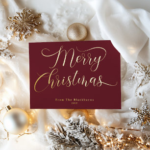 Elegant Script Typography Merry Christmas  Foil Holiday Card