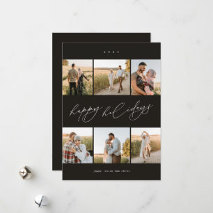 Elegant Script Typography Modern 6 Photo Collage Holiday Card