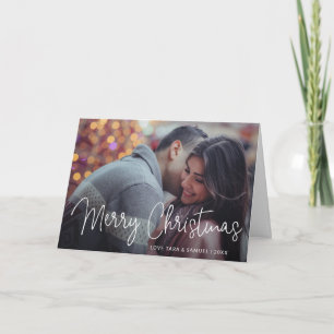 Elegant Script Typography Photo Modern Christmas Holiday Card