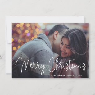 Elegant Script Typography Photo Modern Christmas Holiday Card