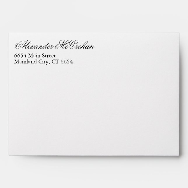 Elegant Script Typography Return Address Mailing Envelope (Front)