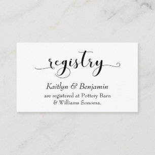 Elegant Script Typography, Simple Wedding Registry Enclosure Card