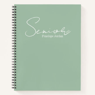 Elegant Script Typography Soft Green Senior Year Notebook