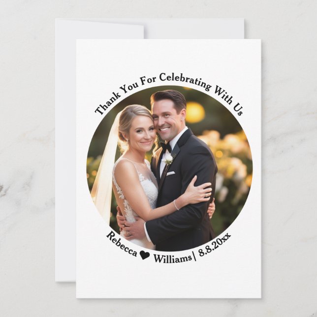 Elegant Script typography thank you wedding photo (Front)