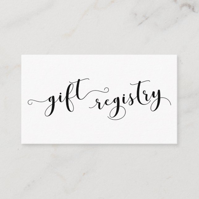 Elegant Script Typography, Wedding Gift Registry Enclosure Card (Front)