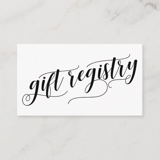 Elegant Script Typography, Wedding Gift Registry Enclosure Card (Front)