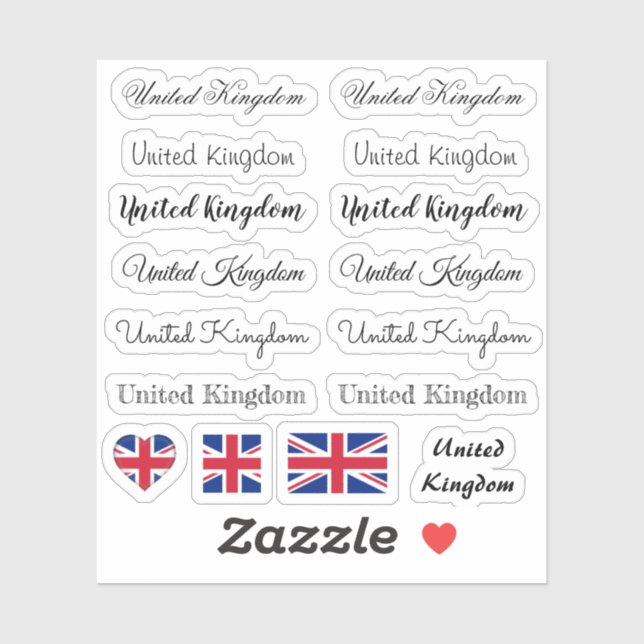 Elegant script United Kingdom /British Flag name (Sheet)