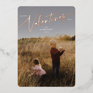 Elegant Script Valentine's Day Foil Photo Card