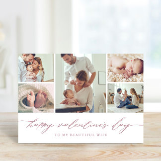Elegant Script Valentine's Day Photo Collage Card