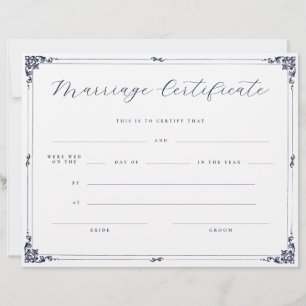 Elegant Script Vintage Border Marriage Certificate