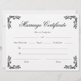 Elegant Script Vintage Corner Marriage Certificate