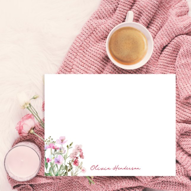 Elegant Script Watercolor Blush Pink Floral  Card (Creator Uploaded)