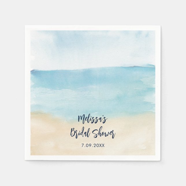 Elegant Script Watercolor Bridal Shower Paper Napkin (Front)