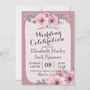 Elegant Script & Watercolor Floral Wedding Shower Invitation