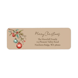 Elegant Script Watercolor Ornaments Christmas
