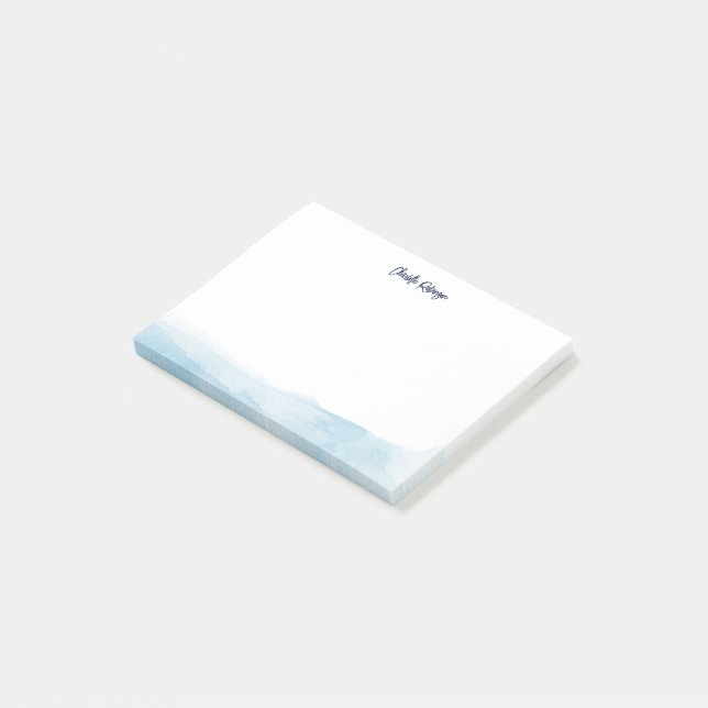 Elegant Script Watercolor Personalised Post-it Notes (Angled)